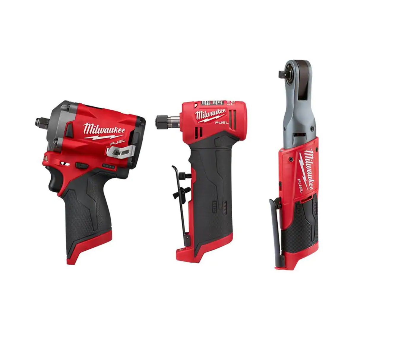 Milwaukee 2554-20-2485-20-2557-20 M12 FUEL 12V Lithium-Ion Brushless Cordless Stubby 3/8 in. Impact Wrench / 3/8 in. Ratchet/Die Grinder (3-Tool)