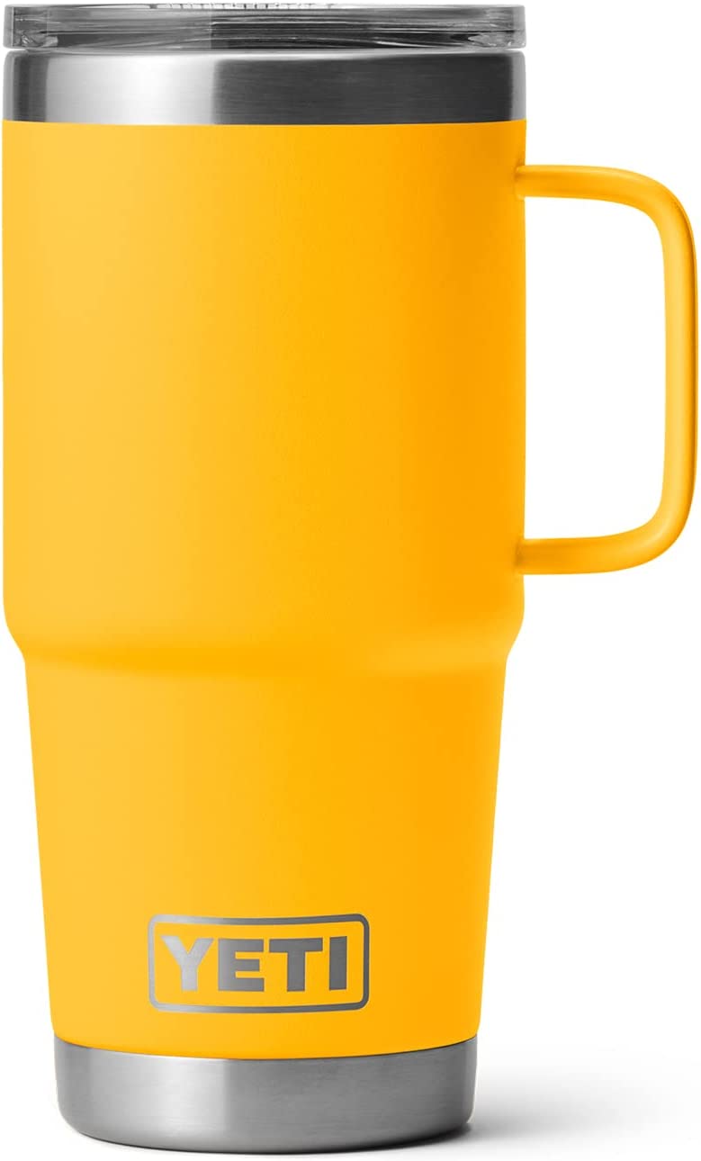 YETI Rambler 20 oz Travel Mug. Stainless Steel. Vacuum Insulated with Stronghold Lid. Alpine Yellow