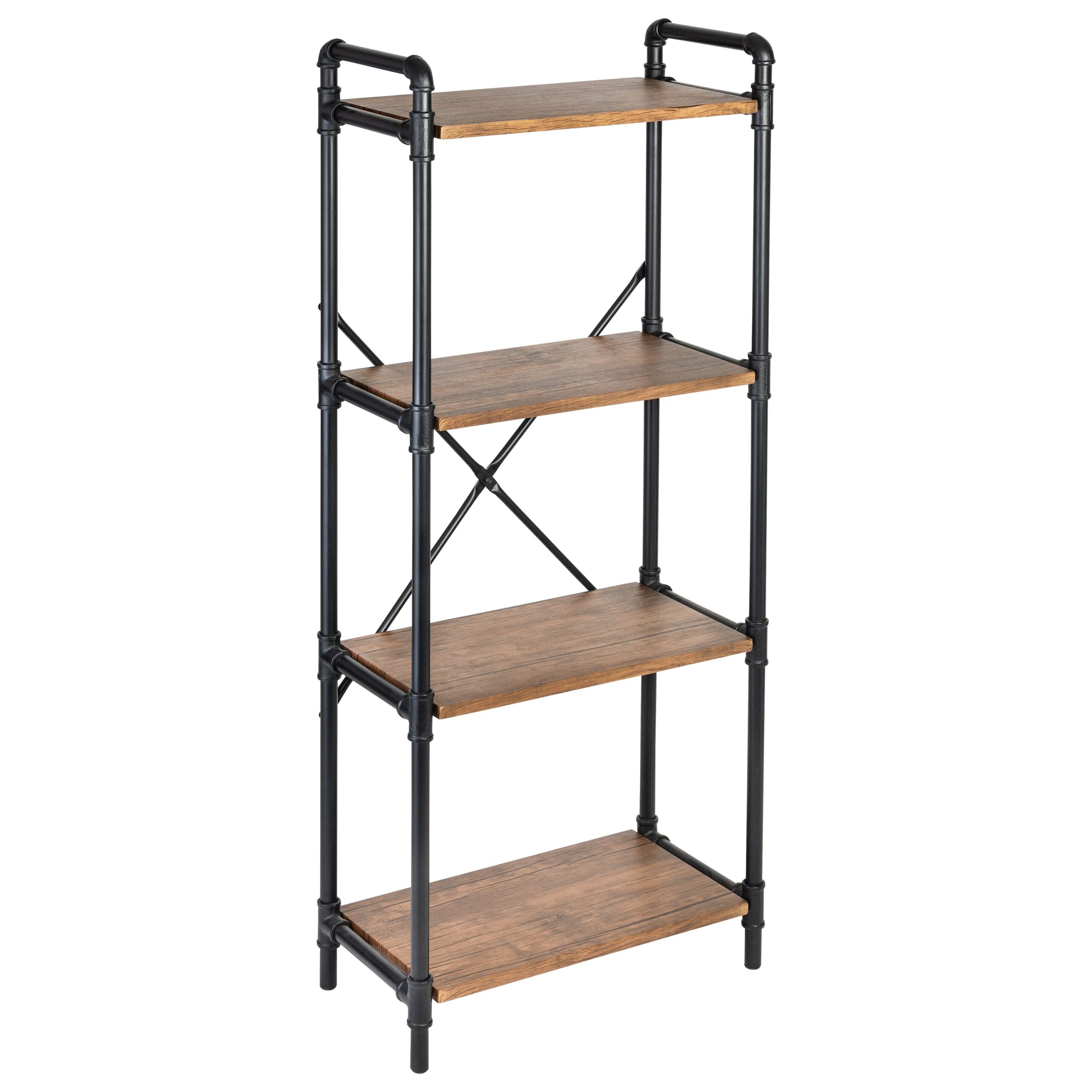 Honey Can Do Black 4-Tier Industrial Bookshelf
