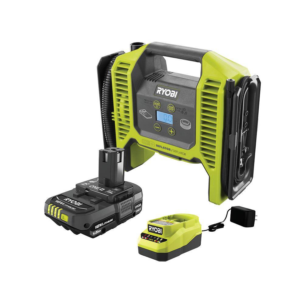 RYOBI P747KN ONE+ 18V Cordless Dual Function Inflator/Deflator with 1.5 Ah Battery and 18V Charger