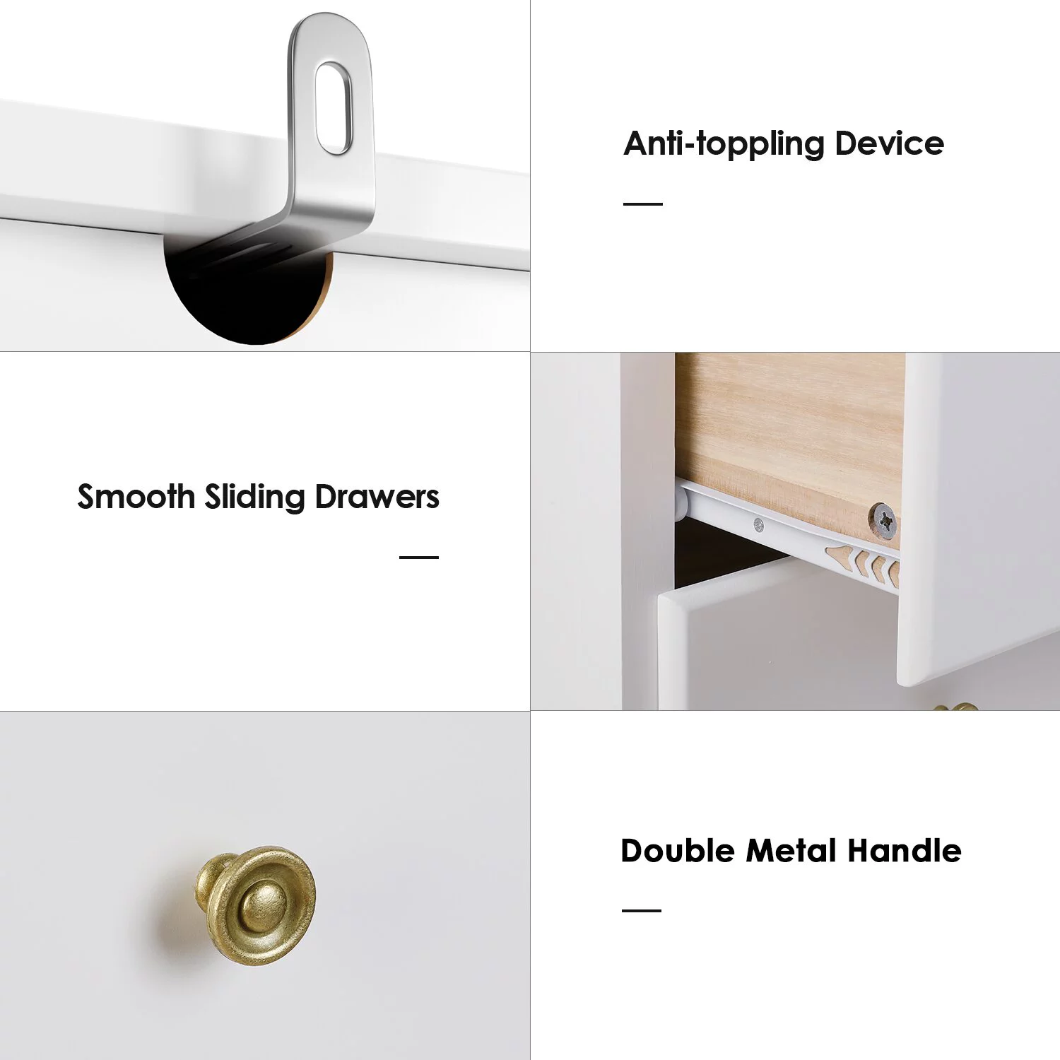 Homecho White Dressers for Bedroom. Modern Storage Cabinet with 5 Chester Drawers for Adults Girls Kids Room 36 inch. Pure White Color Finish