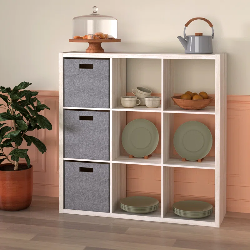 ClosetMaid 4589 43.98 in. H x 43.82 in. W x 13.50 in. D Bleached Walnut Wood Large 9- Cube Organizer