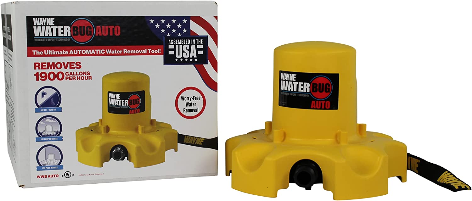 Wayne 57736-WYN1 WWB Waterbug 1/4 HP Auto On/Off Water Removal Tool. Yellow