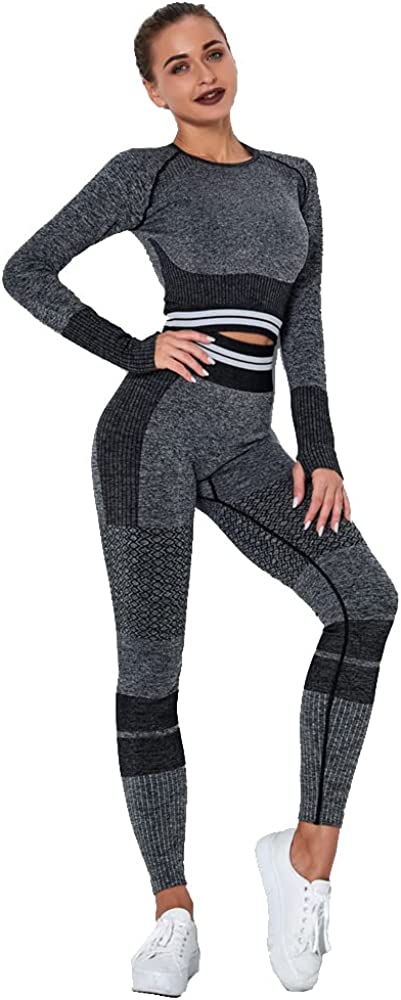 MANON ROSA Workout Sets Women 2 Piece Yoga Fitness Clothes Exercise Sportswear Legging Crop Top Gym Clothes