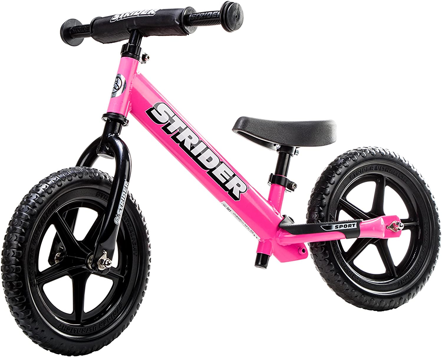 Strider - 12 Sport Kids Balance Bike. No Pedal Training Bicycle. Lightweight Frame. Flat-Free Tires. For Toddlers and Children Ages 18 Months to 5 Years Old (Pink)