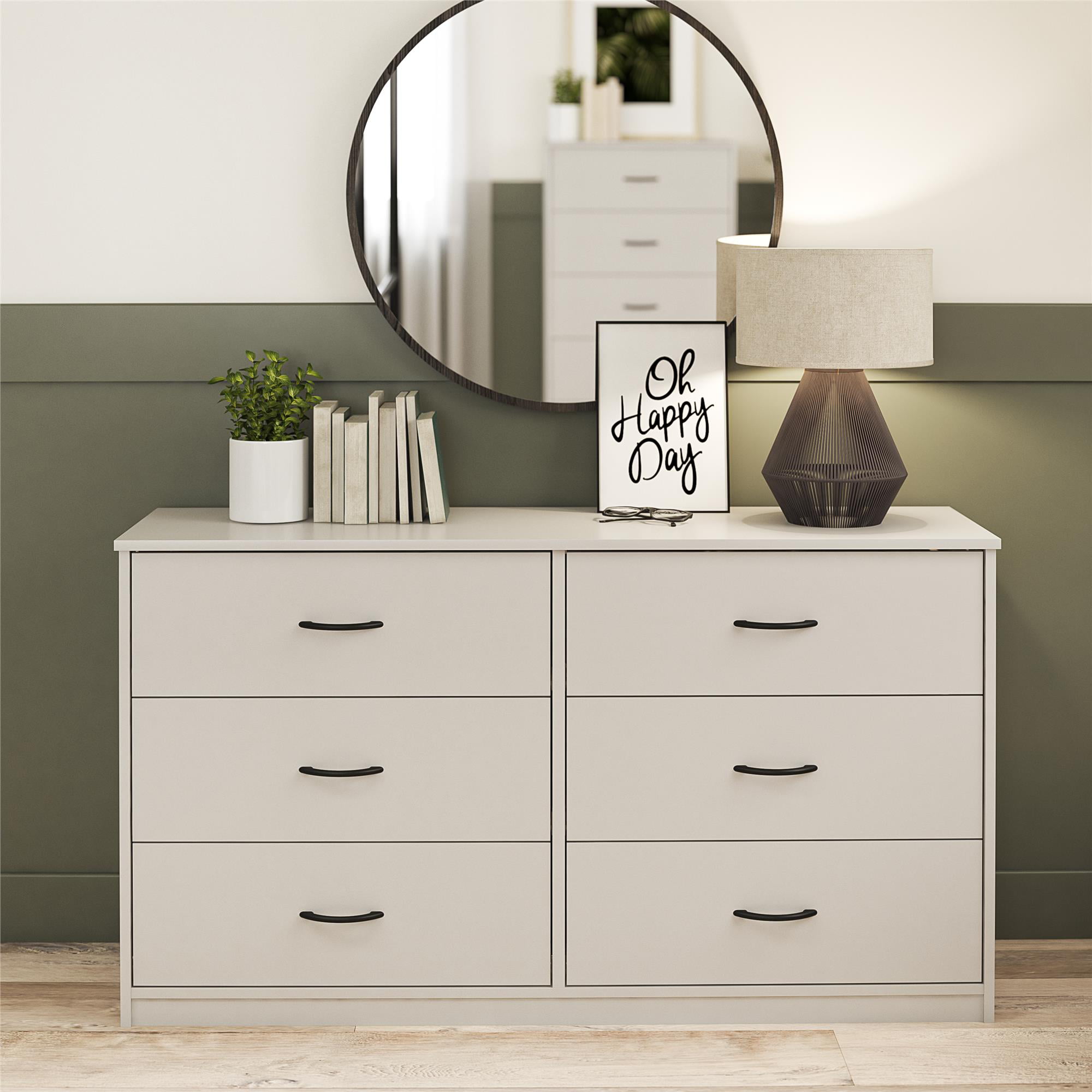 Mainstays Classic 6 Drawer Dresser. Dove Gray