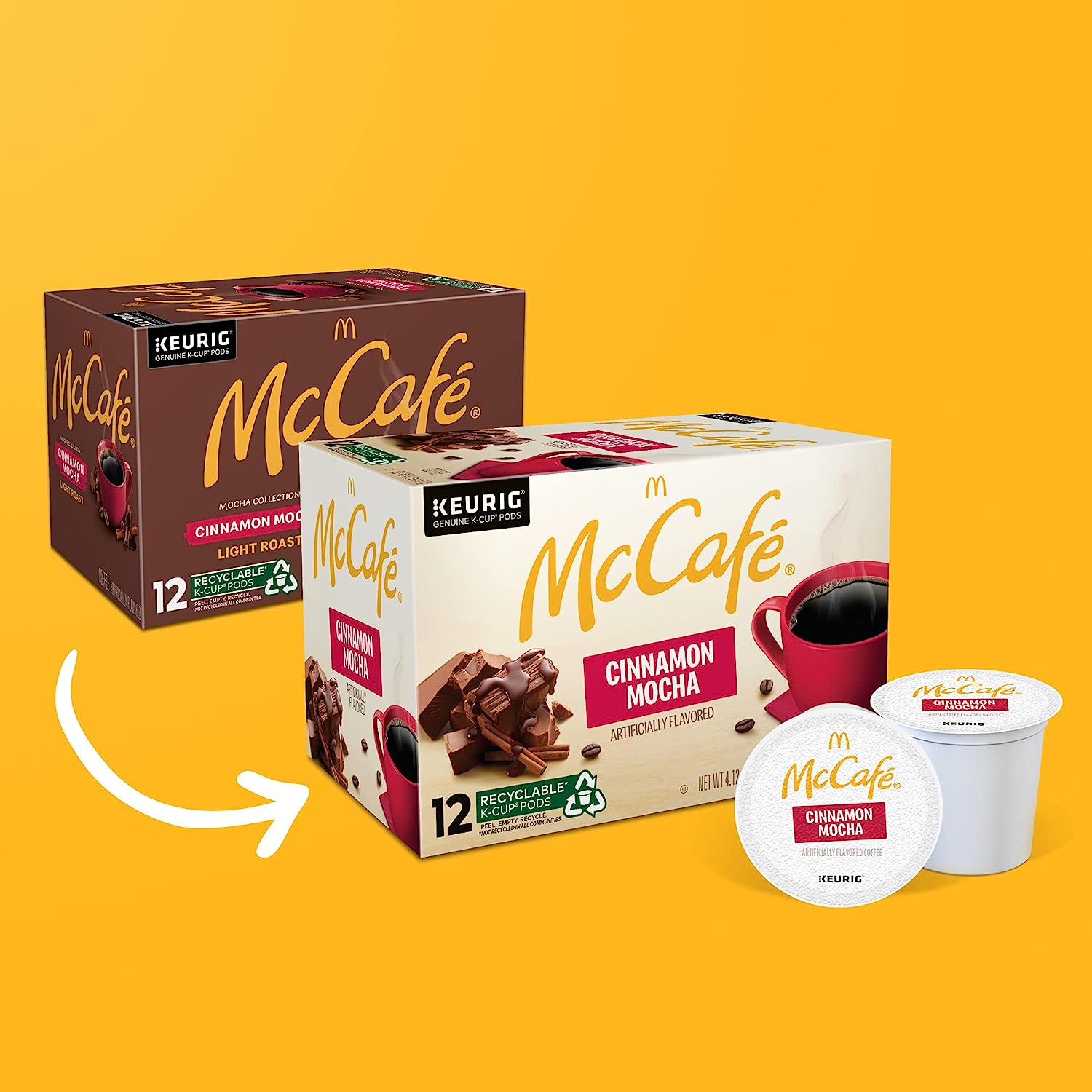 McCafe Cinnamon Mocha. Single Serve Coffee Keurig K-Cup Pods. Flavored Coffee. 72 Count (Packaging may vary)