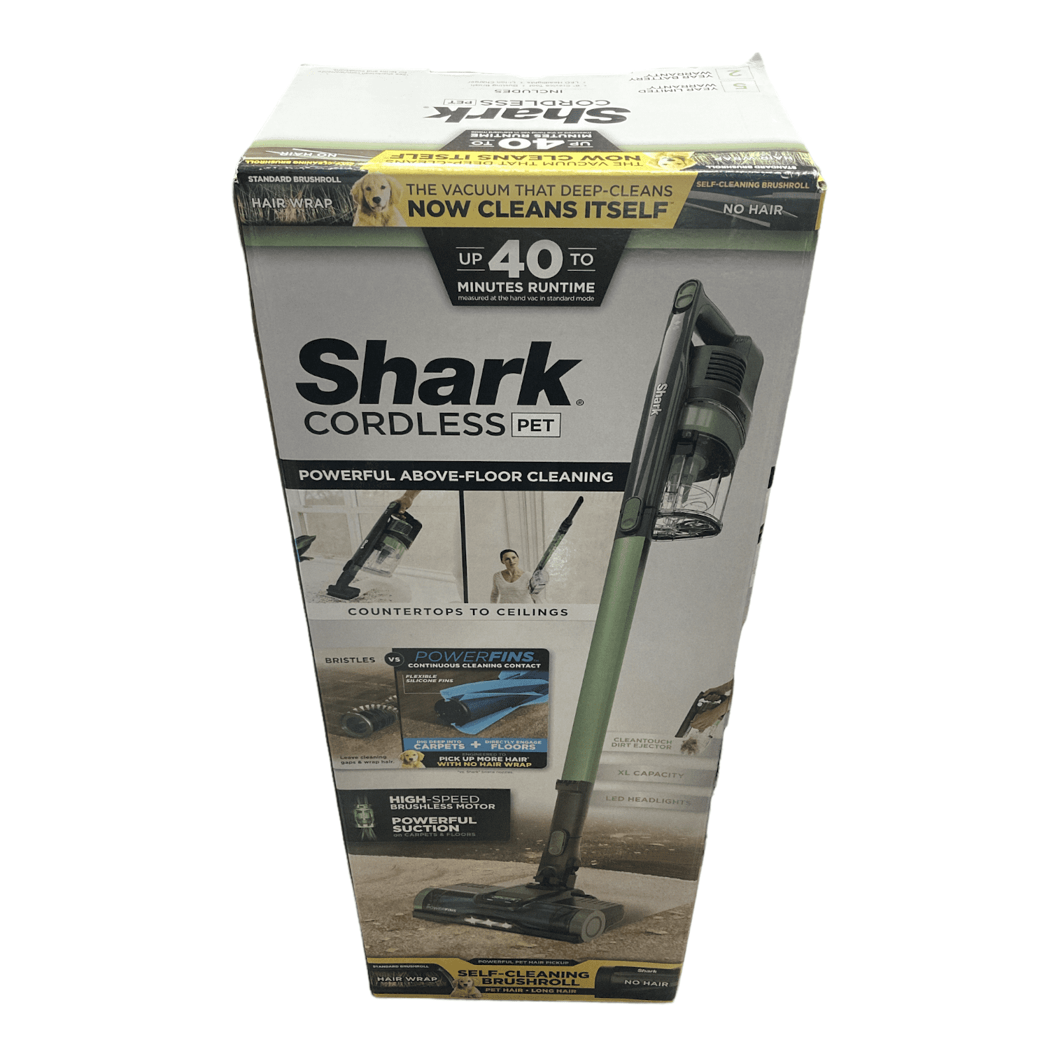 Shark Cordless Pet Stick Vacuum W/ Power Fins UZ155 Green/Gray. Floor