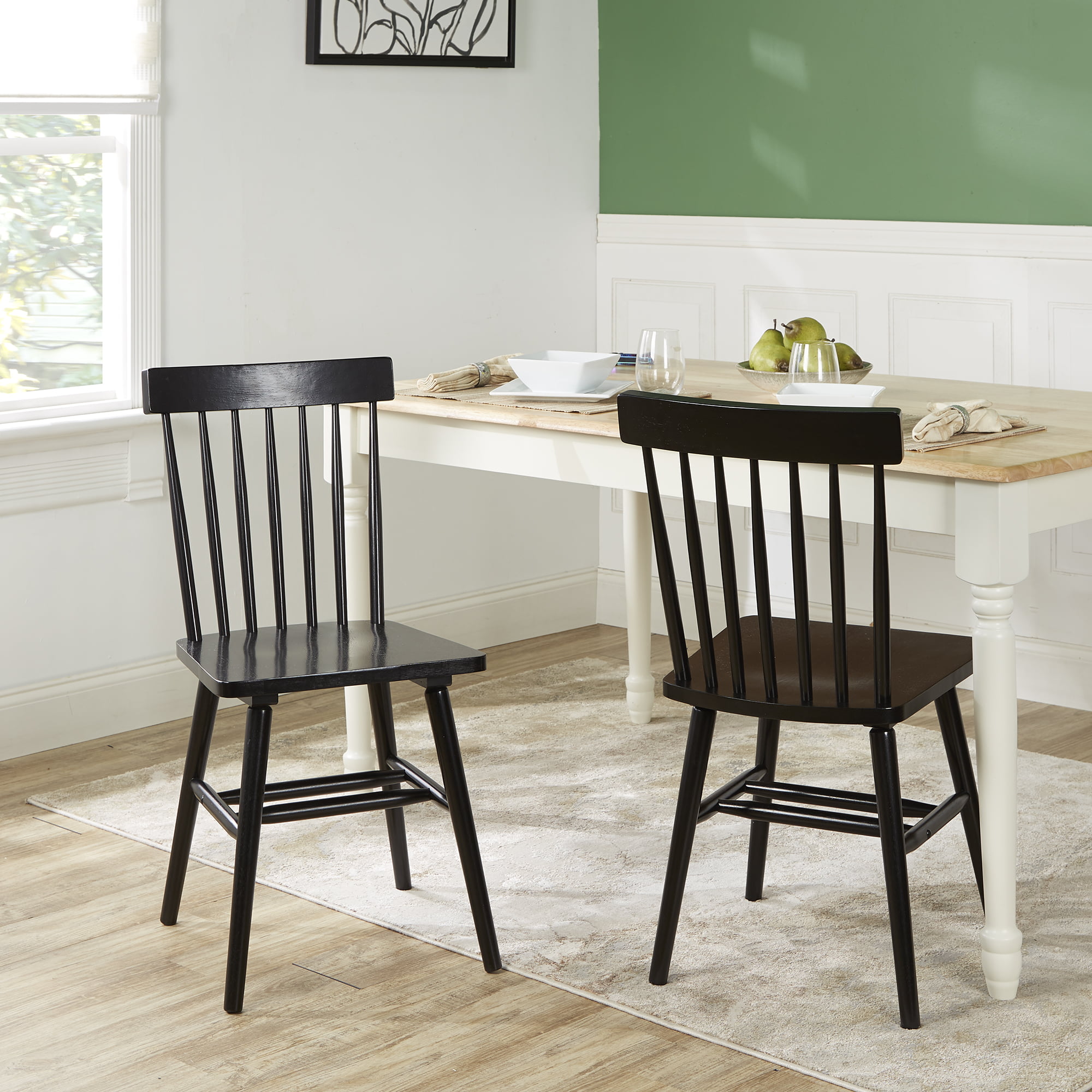 Better Homes & Gardens Gerald Classic Black Wood Dining Chairs. Set of 2