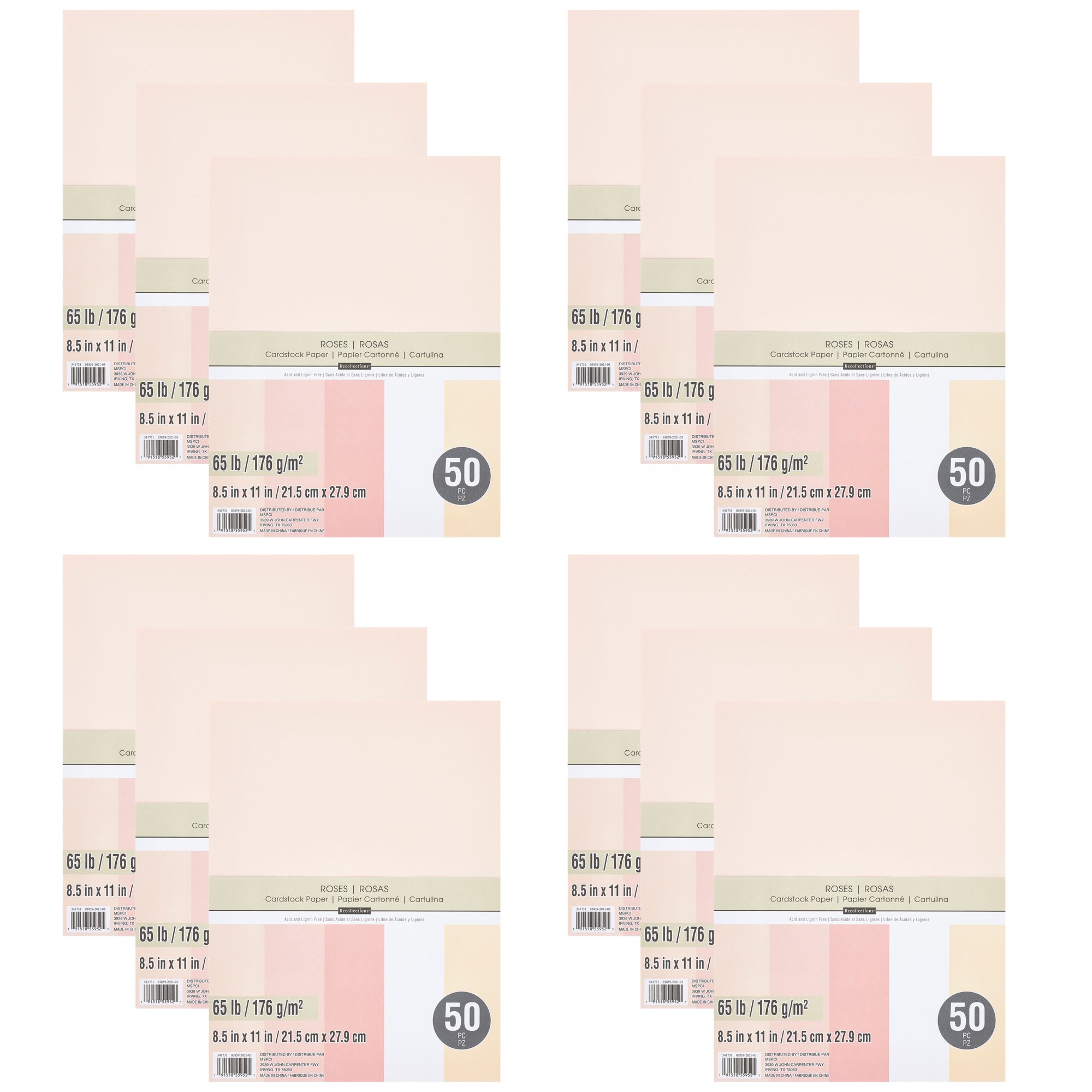 Recollections 12 Packs: 50 ct. (600 total) Roses 8.5″ x 11″ Cardstock Paper
