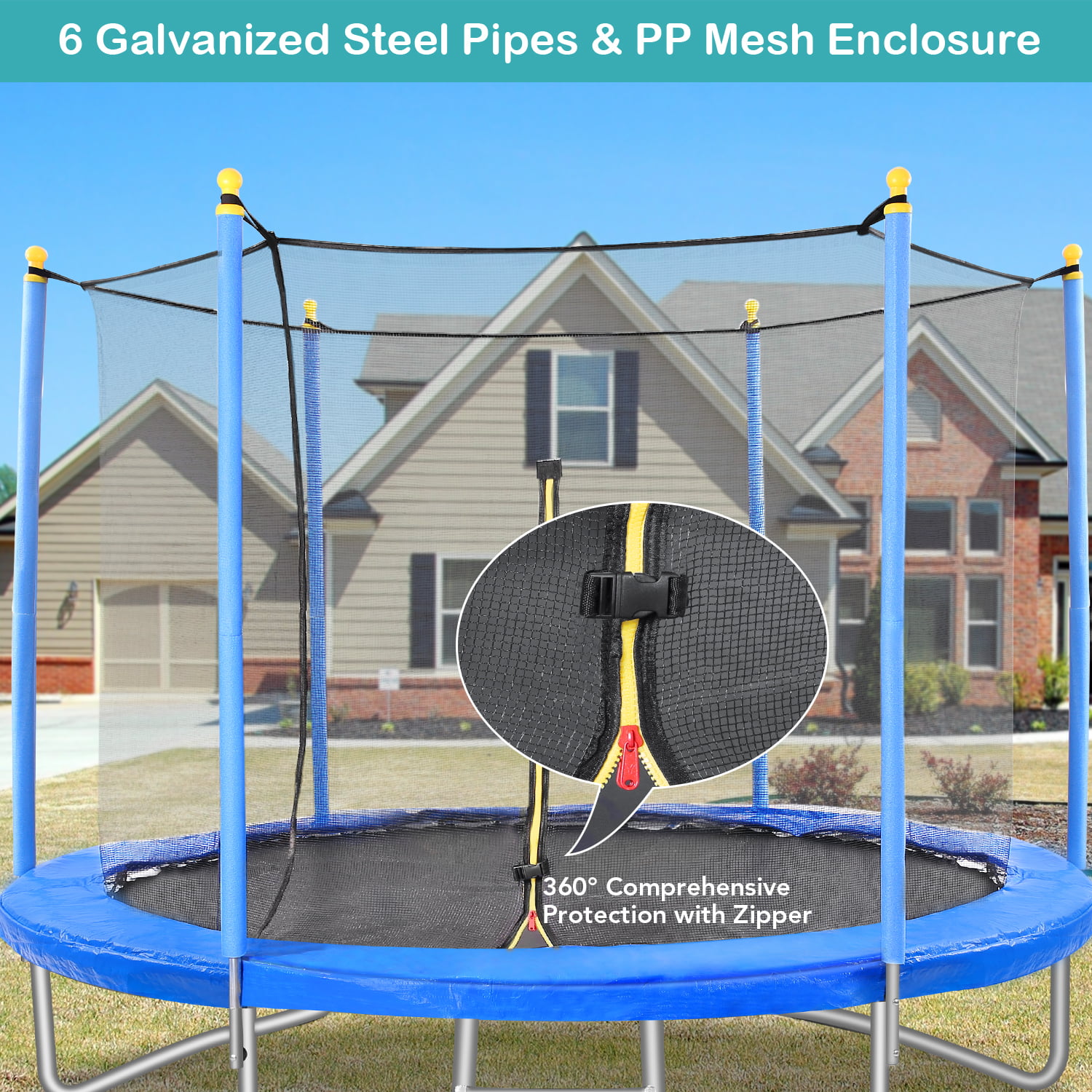 Maxkare 10FT Trampoline with Safety Enclosure for kids & adults. 264 lbs Weight Capacity Outdoor