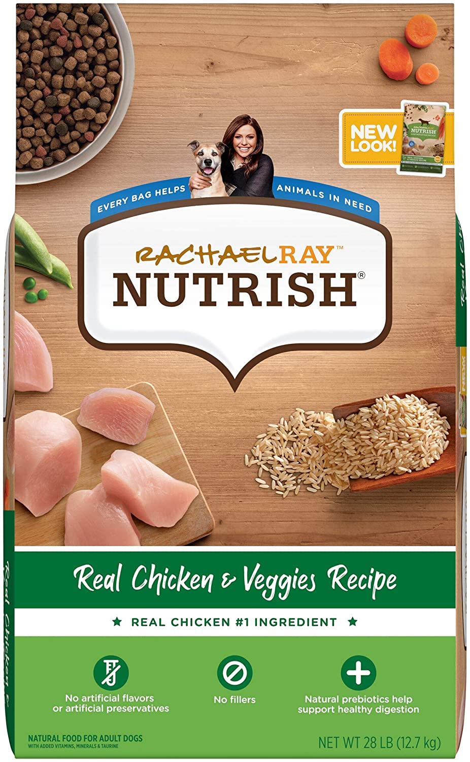 Rachael Ray Nutrish Premium Natural Dry Dog Food. Real Chicken & Veggies Recipe. 28 Pounds (Packaging May Vary)