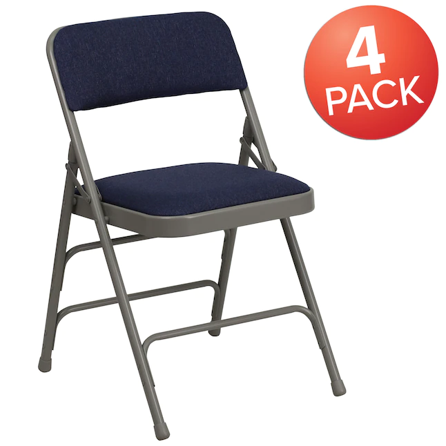 Flash Furniture  Navy Fabric/Gray Frame Banquet Folding Chair with Upholstered Seat (Indoor)