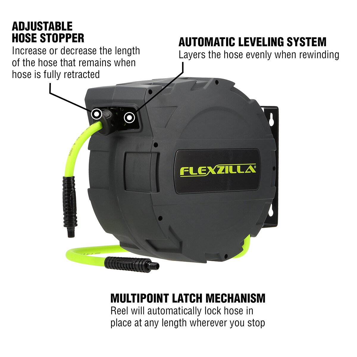 Flexzilla Flexzilla Enclosed Plastic Retractable Air Hose Reel. 3/8-in x 30-ft