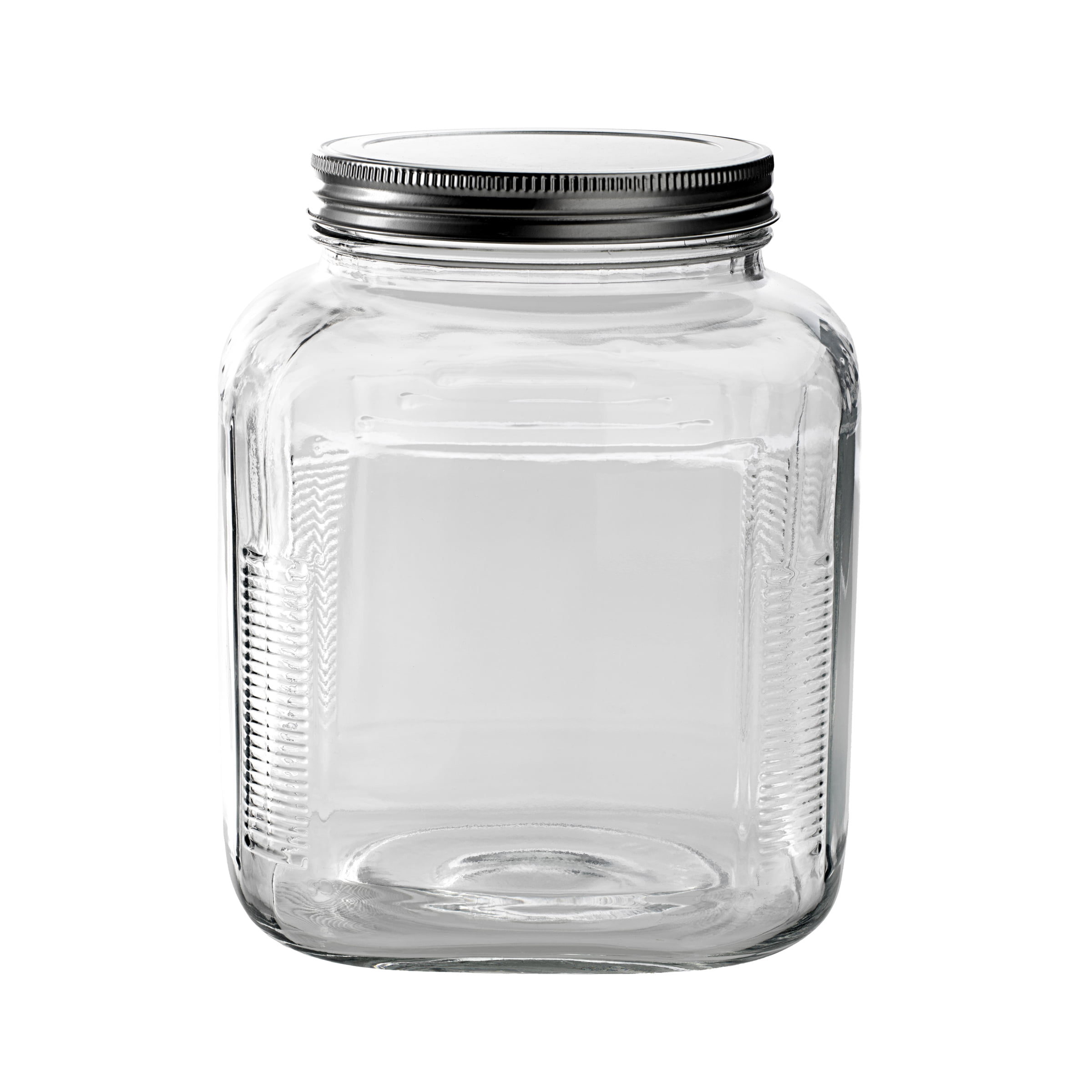 Anchor Hocking Clear Glass Cracker Jar with Brushed Aluminum Lid. 1 Gallon - 4 Pack