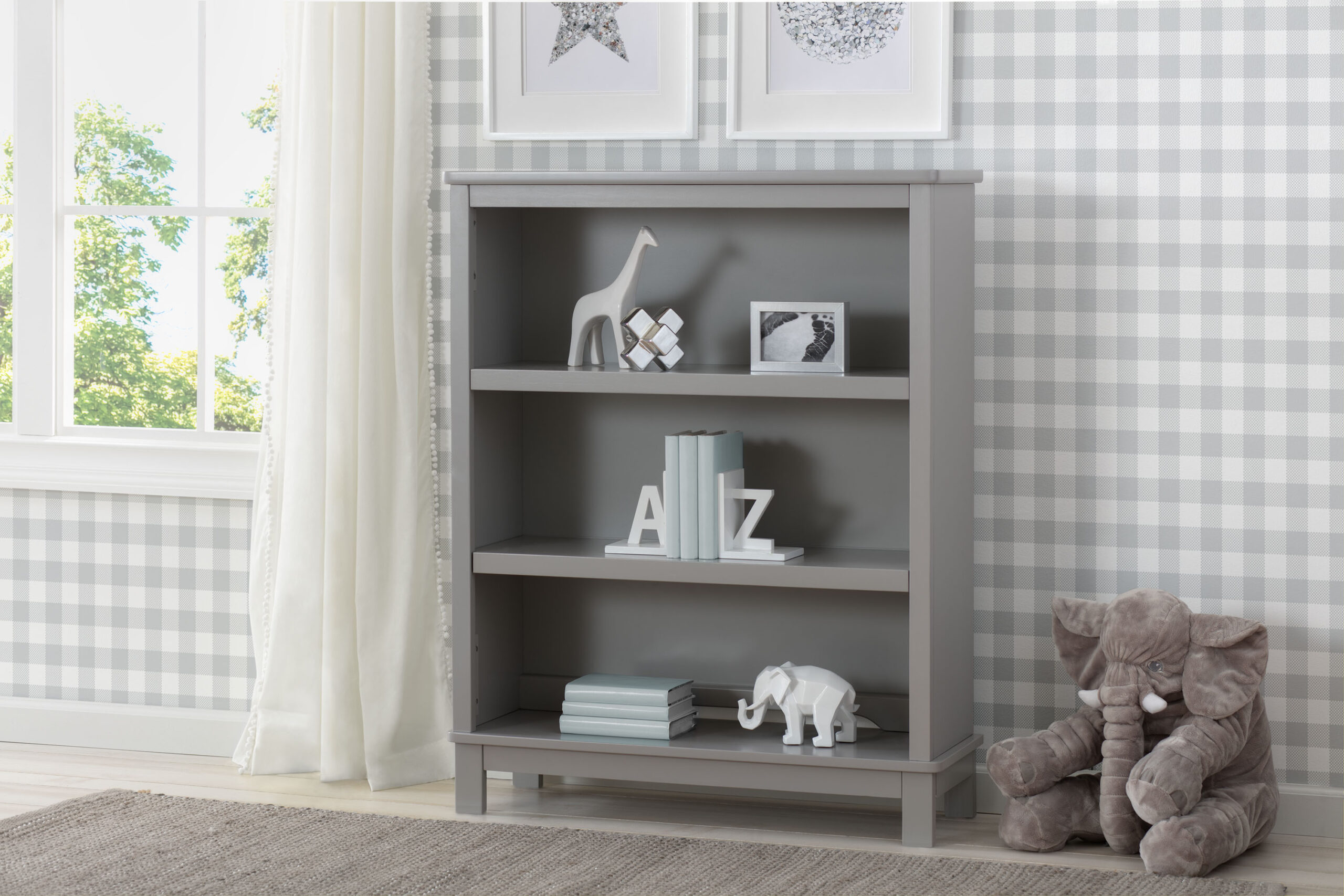 Delta Children Epic 3-Tier Kids Bookshelf. Greenguard Gold Certified. Grey