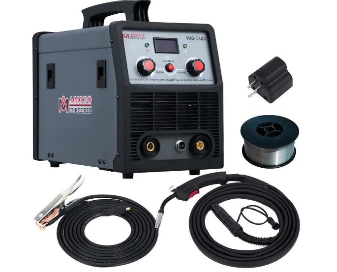 AMICO POWER130 Amp MIG Wire Feeder Flux Cored Wire Gasless Welder. 115-Volt and 230-Volt IGBT Inverter Welding. 80% Duty Cycle