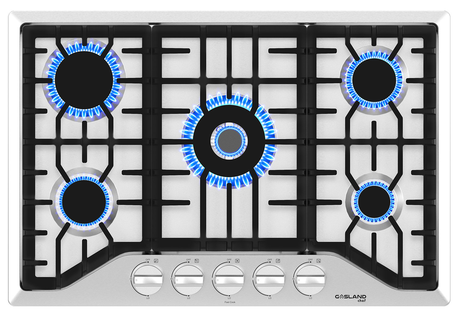 Gaslandchef 30” Gas 5 Burner Cooktop with Dual Size Power Burner