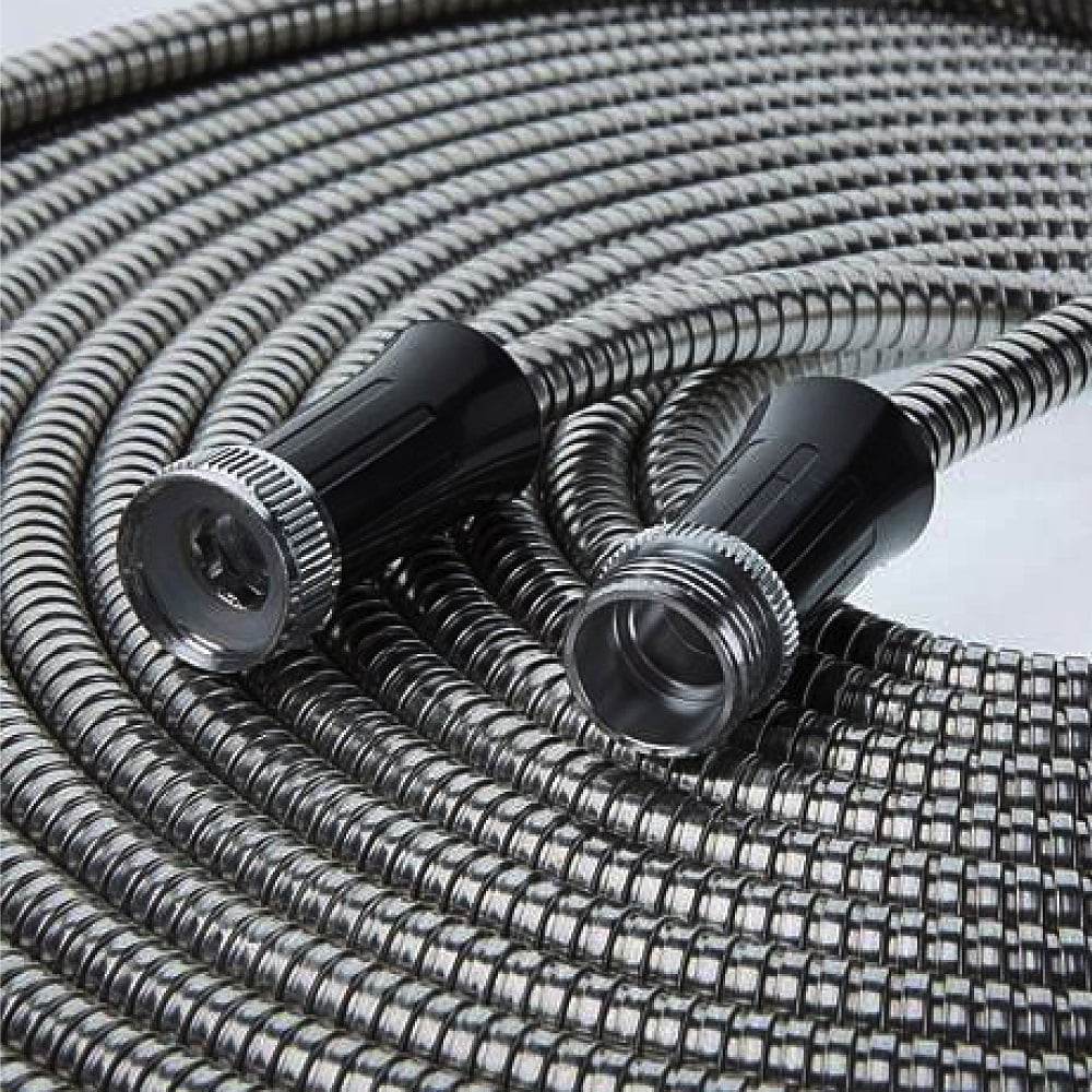 Bionic Steel Garden Hose. 304 Stainless Steel Metal Water Hose – Flexible. Lightweight. Crush Resistant Aluminum Fittings. Kink & Tangle Free. Rust Proof. 50 ft.
