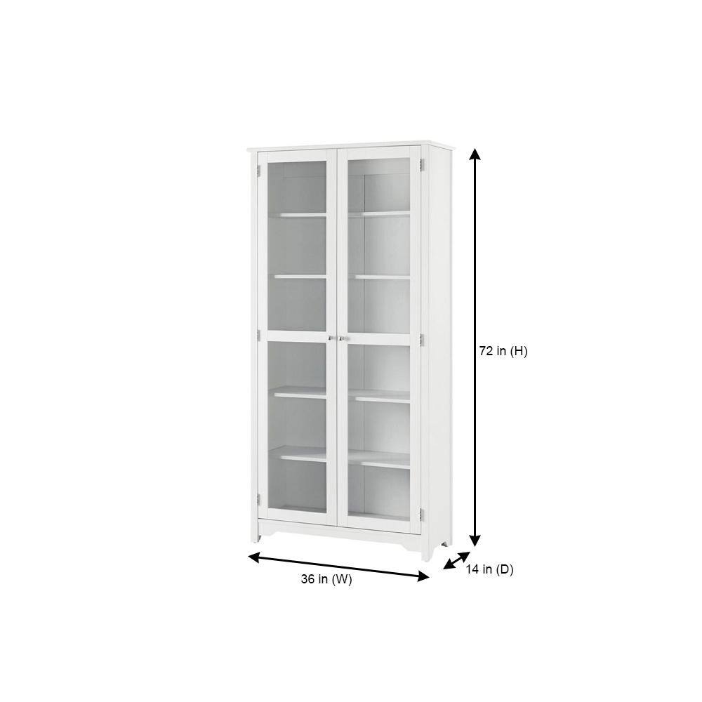 Home Decorators Collection Bradstone 72 in. White Bookcase with Glass Doors
