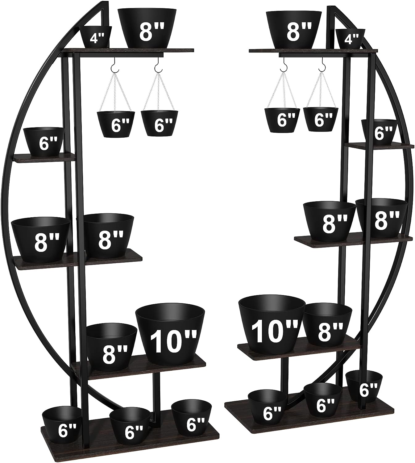 GDLF Tall Plant Stand Large Plant Shelf Indoor 71″ Metal flower rack with hanging hook. Improved Taller Design with more space for larger plants (pots up to 10″)