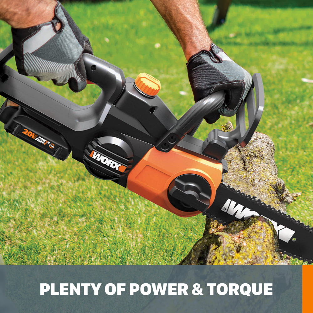 Worx WG915 Power Share 20V 10 in. Cordless Battery Chainsaw and Leaf Blower Combo Kit (Battery & Fast Charger Included)
