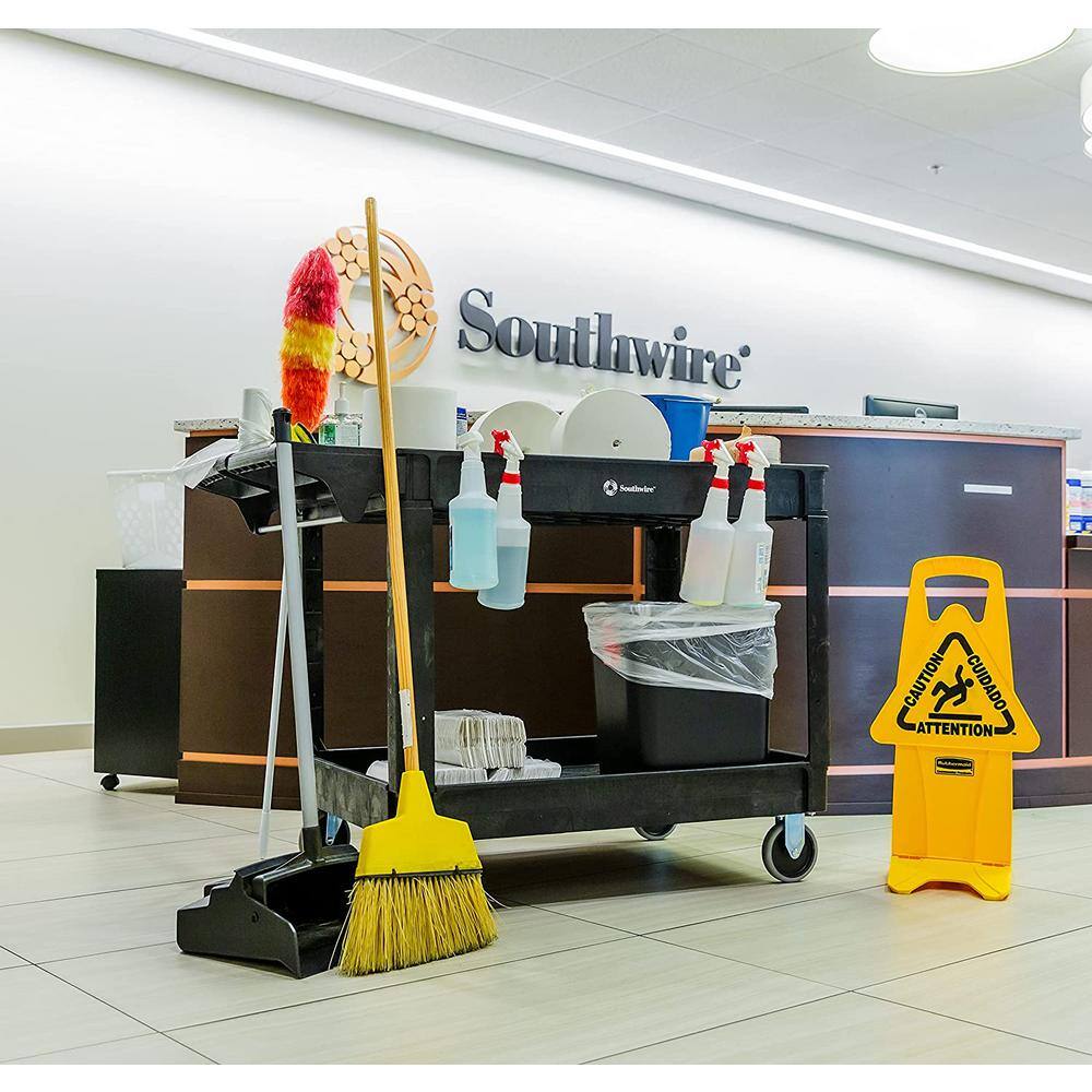 Southwire 65240340 Small 2-Shelf Utility/Service Cart. Lipped Shelves. 500 lbs. Capacity for Warehouse/Garage/Cleaning/Manufacturing