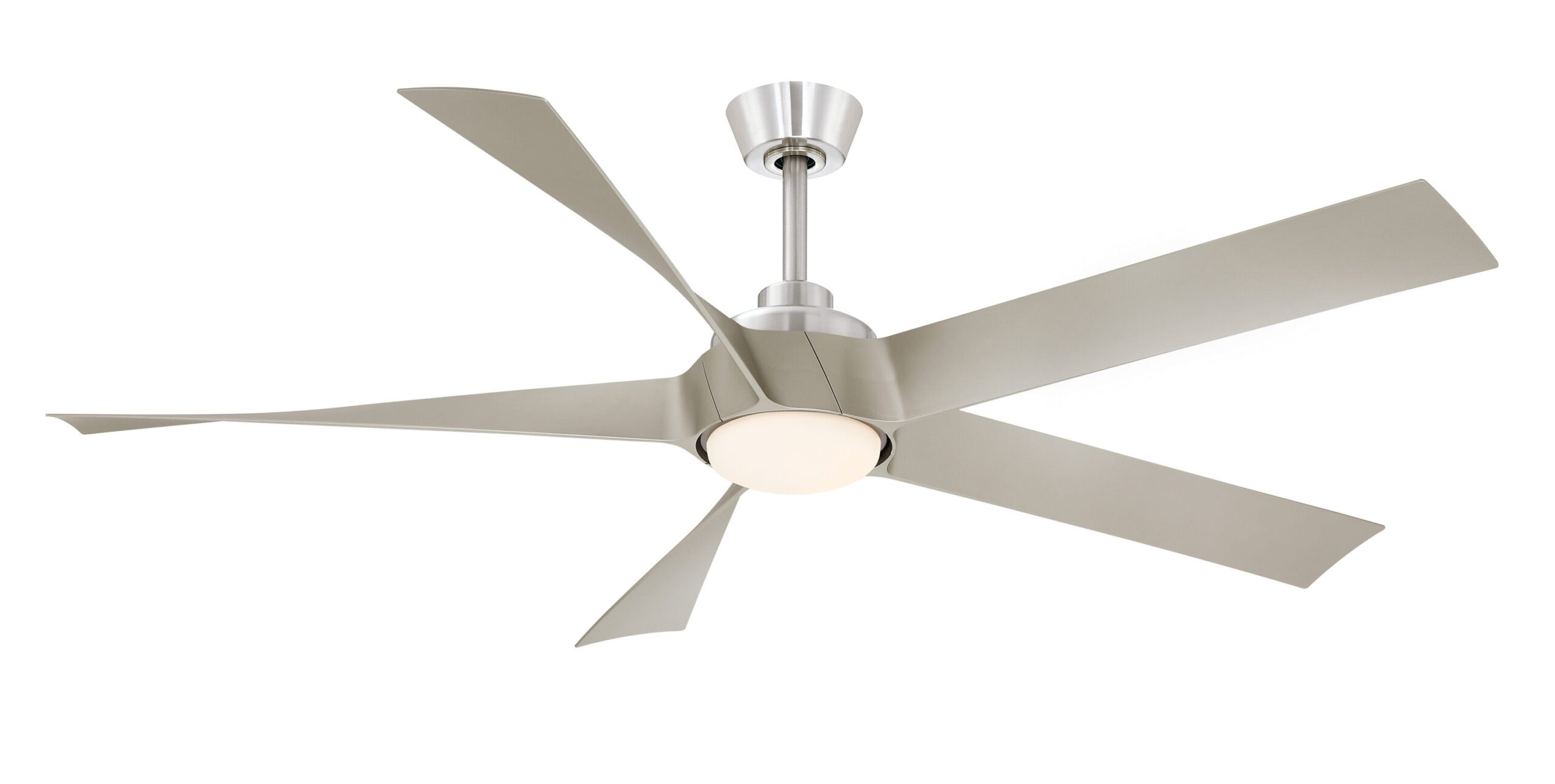 Fanimation Studio Collection Radius 60-in Brushed Nickel Color-changing LED Indoor/Outdoor Ceiling Fan with Light Remote (5-Blade)