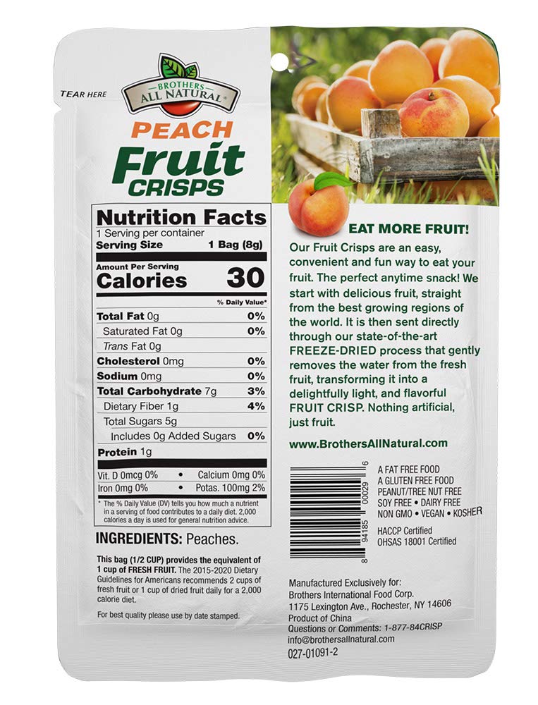 Brothers-ALL-Natural Fruit Crisps. Yellow Peach. 0.28-Ounce Bags (Pack of 24)
