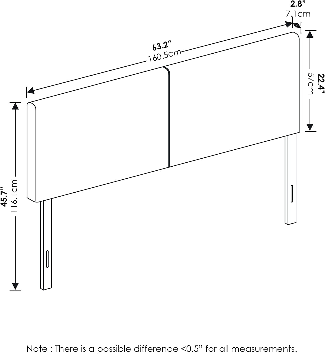 Furinno Roanne Upholstered Headboard. Denim. Queen