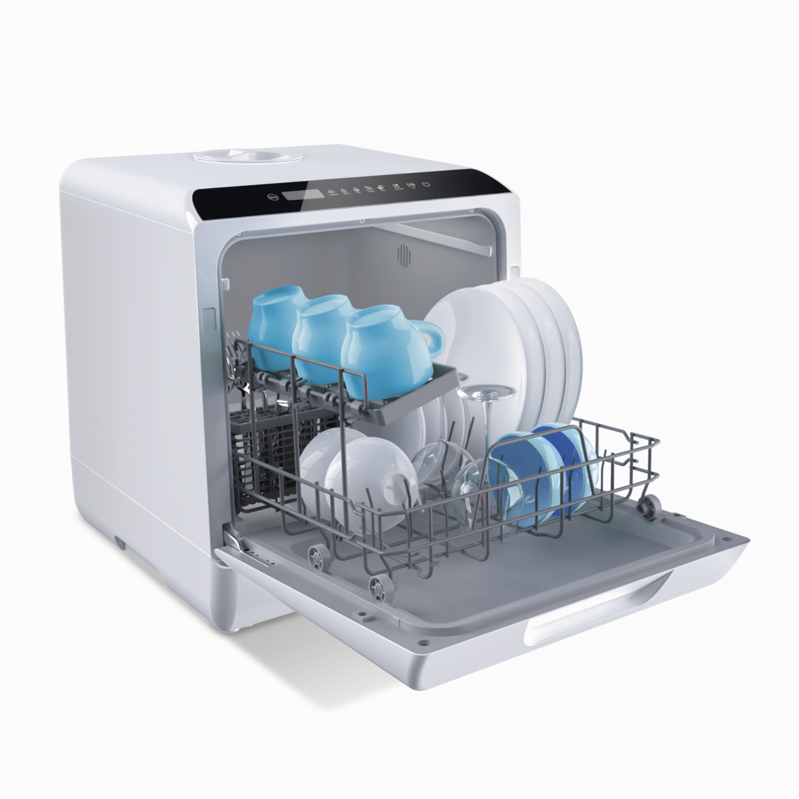 Portable Countertop Dishwasher. 5 Washing Programs Mini Dishwasher with 5L Built-in Water Tank & Inlet Hose. Baby Care & Fruit Wash for Small Apartment. Dorms. RVs -White