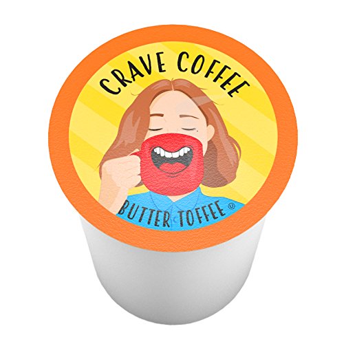 Crave Beverages Coffee Pods Compatible with 2.0 K-Cup Brewers. Butter Toffee. 40 Count