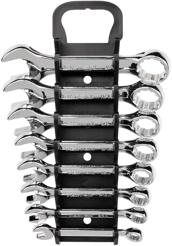 TEKTON Stubby Combination Wrench Set. 8-Piece (5/16-3/4 in.) - Holder | WRN01066