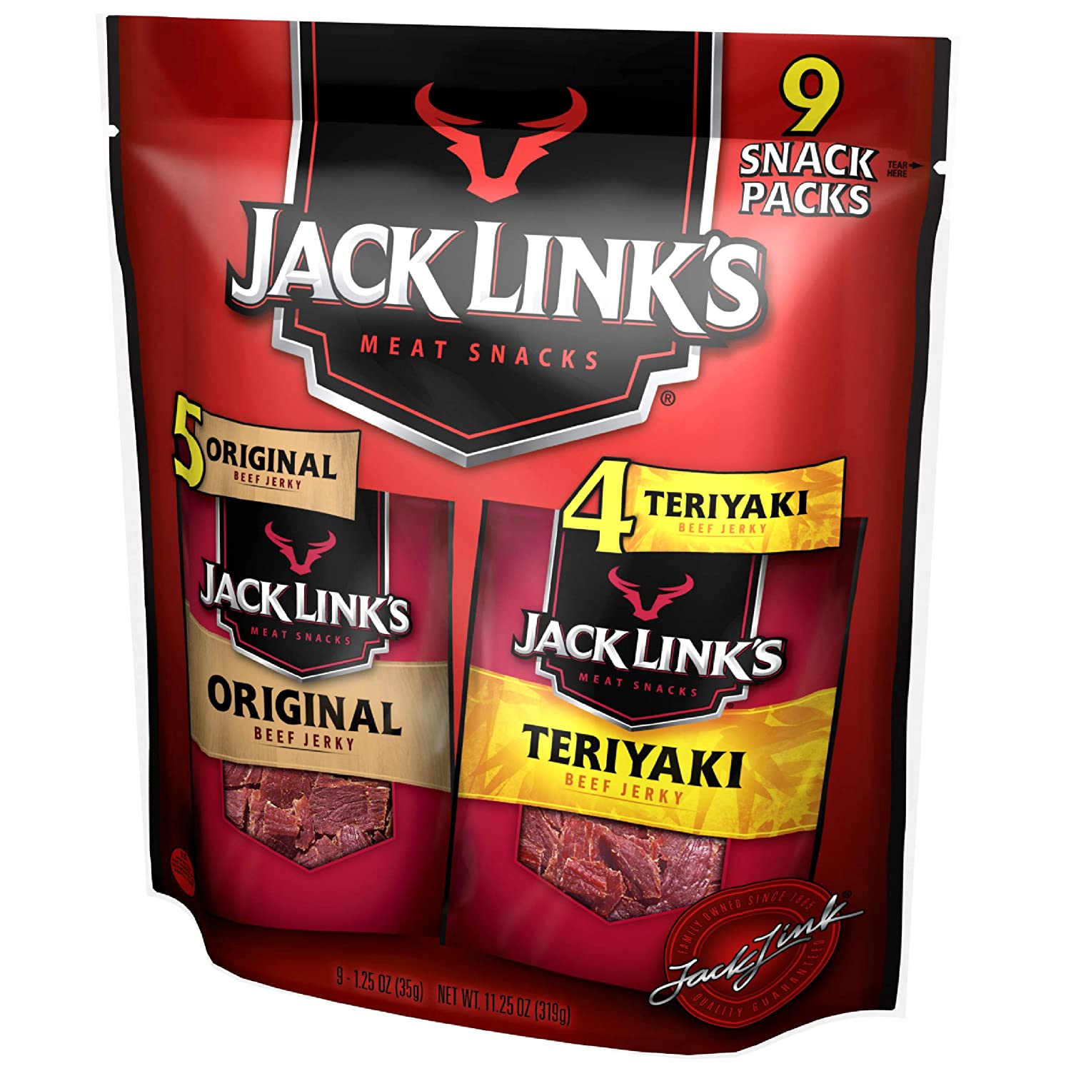Jack Link's Beef Jerky Variety Pack. 9 Count (1.25 oz Bags)