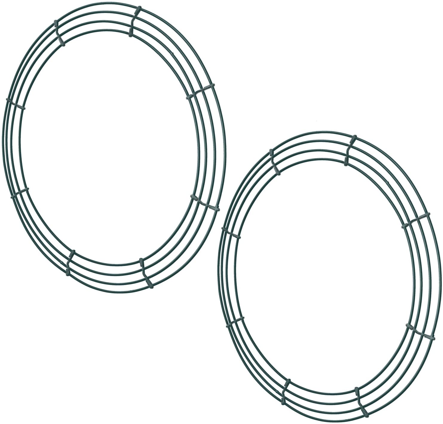 Sumind Wire Wreath Frame Wire Wreath Making Rings Green (16 Inch. 2 Pack)