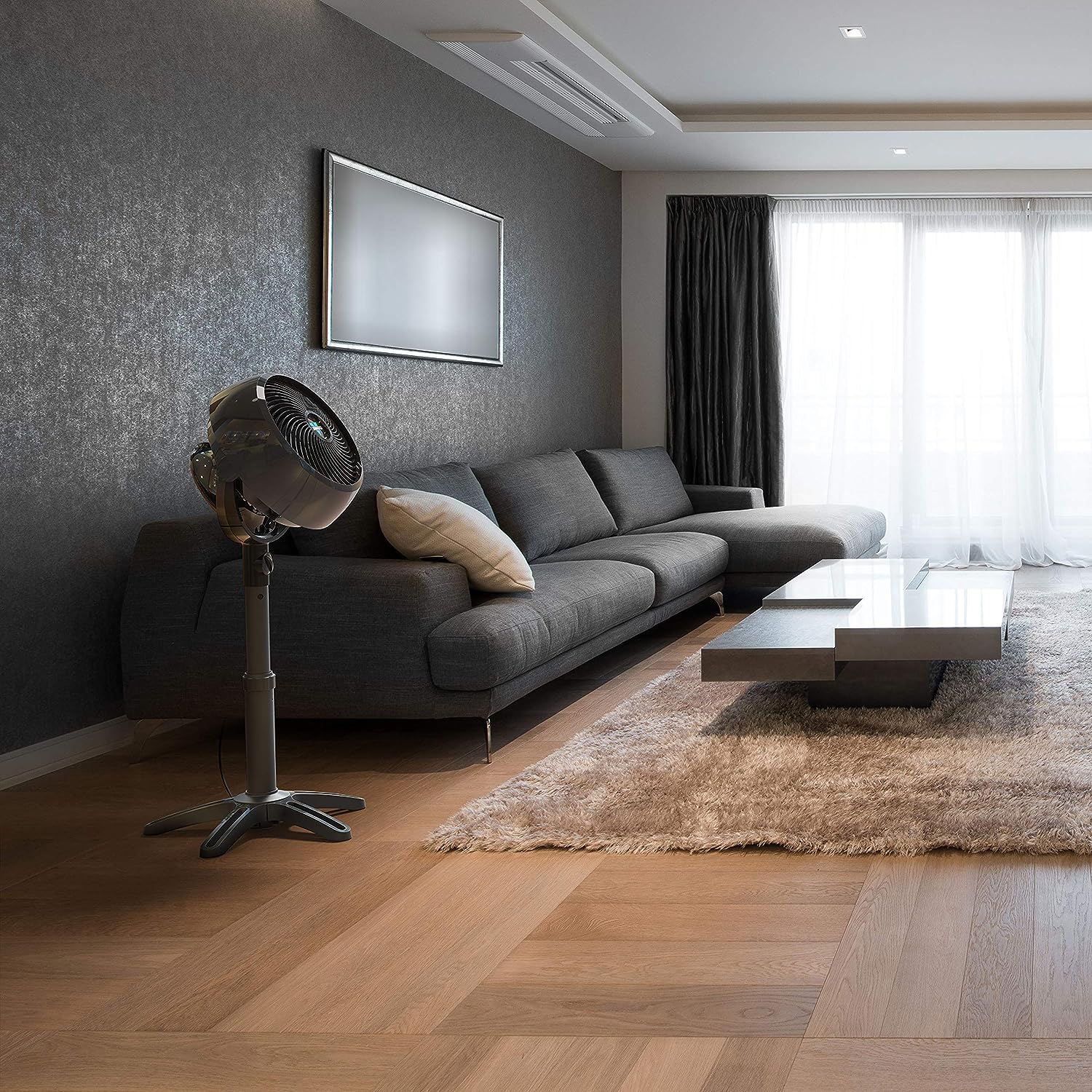 Vornado 7803 Large Pedestal Whole Room Air Circulator Fan with Adjustable Height. 3 Speed Settings. Removable Grill for Cleaning. Black