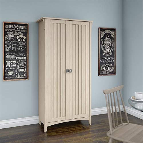 Bush Furniture SAL014AW Salinas Kitchen Pantry Cabinet with Doors. Antique White