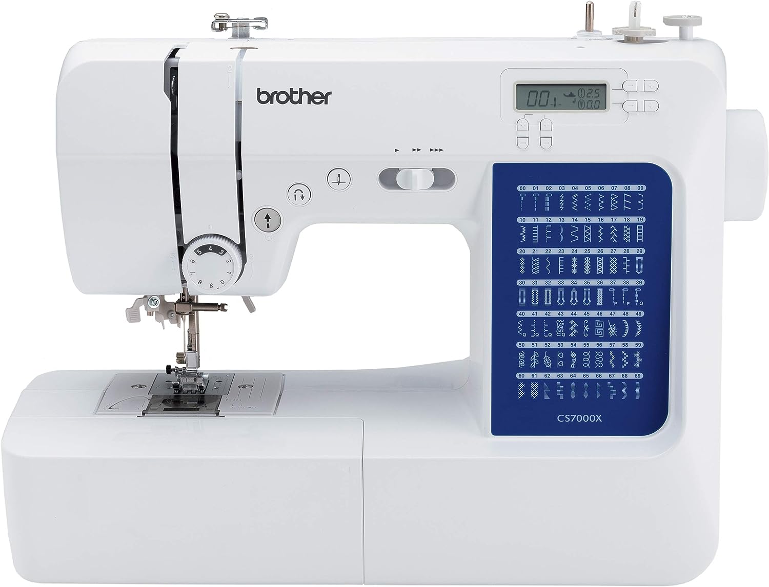 Brother CS7000X Computerized Sewing and Quilting Machine. 70 Built-in Stitches. LCD Display. Wide Table. 10 Included Feet. White