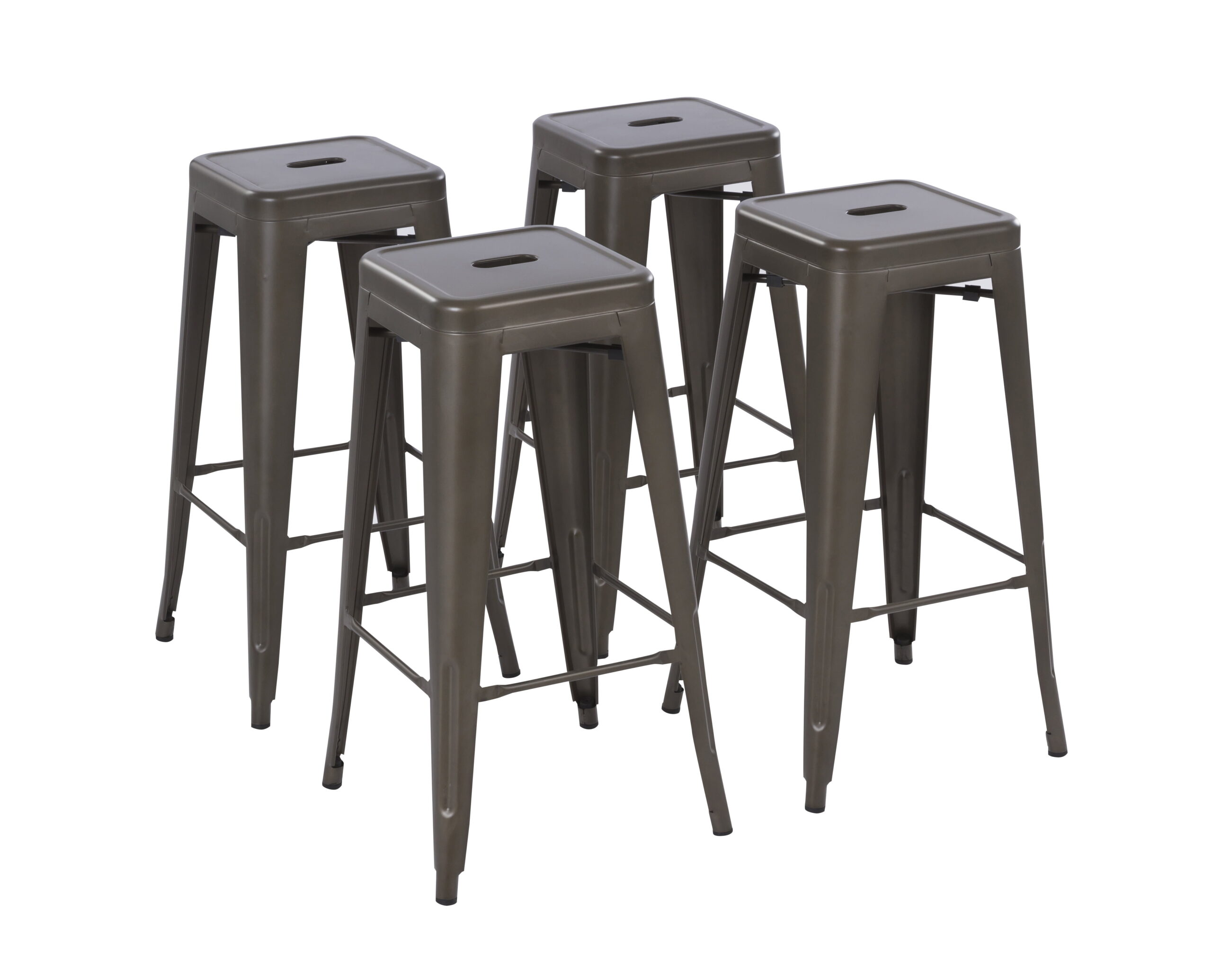 Howard 30inch Stackable Metal Barstool. Set of 4. Gunmetal Color. Backless Style