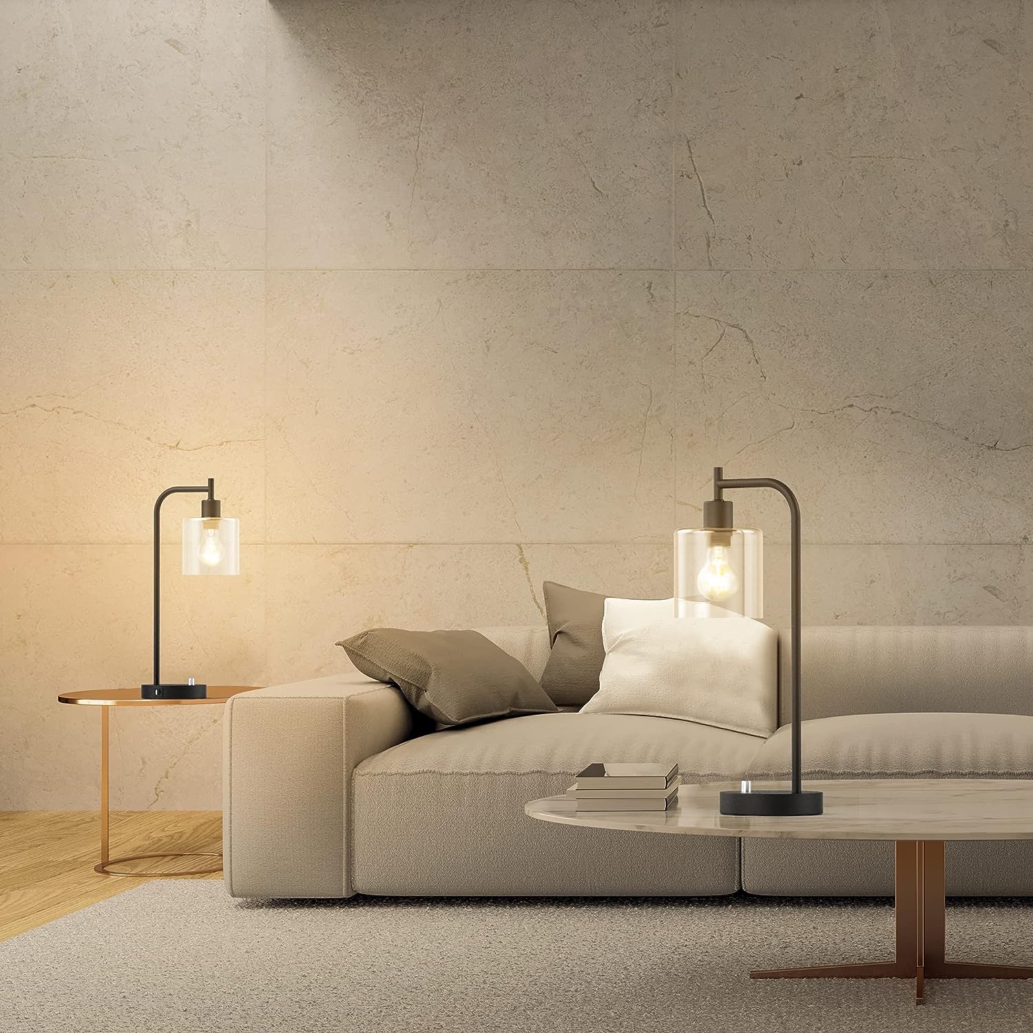 PAZZO Table Lamps for Bedroom Set of 2 with USB Charging Port Type C Port. Bedside Lamp with Stepless Dimmable - Black