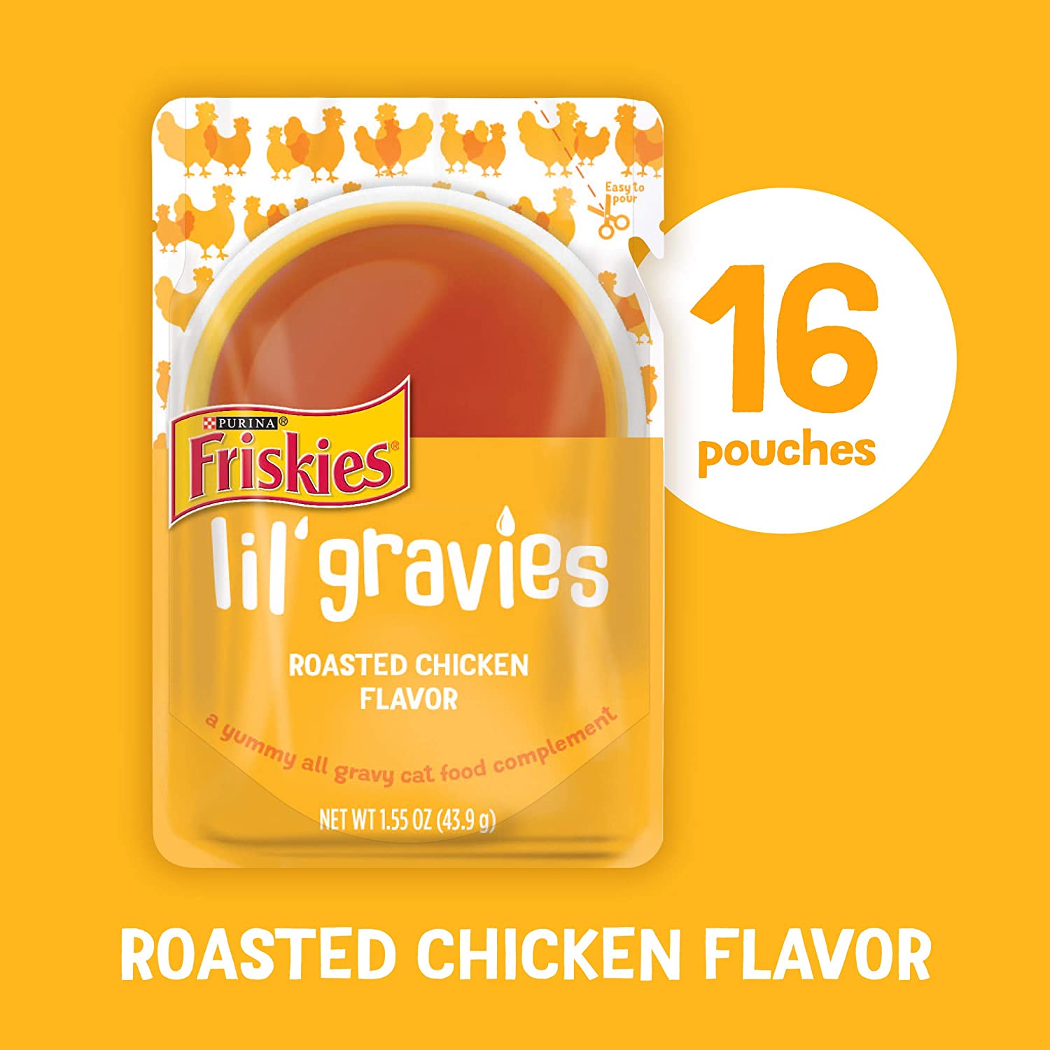 Purina Friskies Lil- Gravies Roasted Chicken Flavor Cat Food Complement - (16) 1.55 oz. Pouches