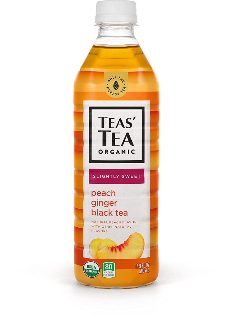 Teas- Tea. Organic Lightly Sweet Peach Ginger Black Tea 16.9 Ounce.Pack of 12