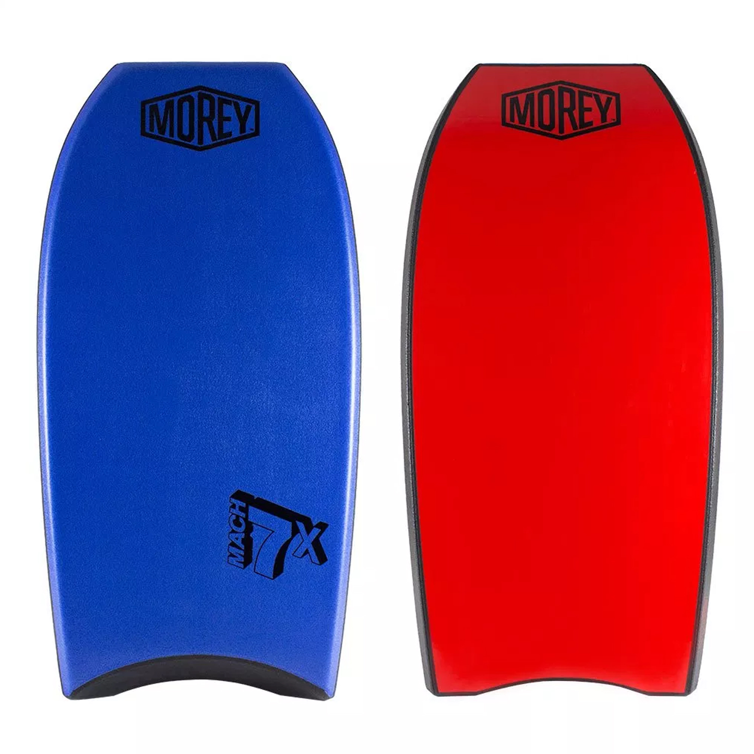 Morey Bodyboard Mach 7X 41.5 Bodyboard - Blue deck. Black rails. Red bottom