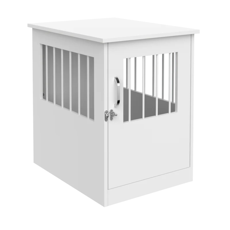 ClosetMaid Pet Crate End Table Furniture for Small Dogs or Cats Under 12 lbs. White Wood Finish