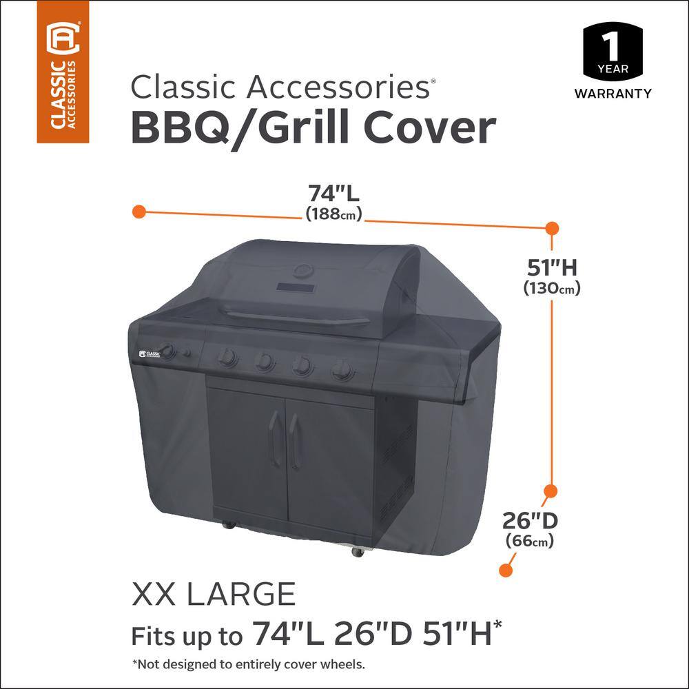 Classic Accessories 55-309-060401-00 Classic 74 in. L x 26 in. D x 51 in. H BBQ Grill Cover in Black