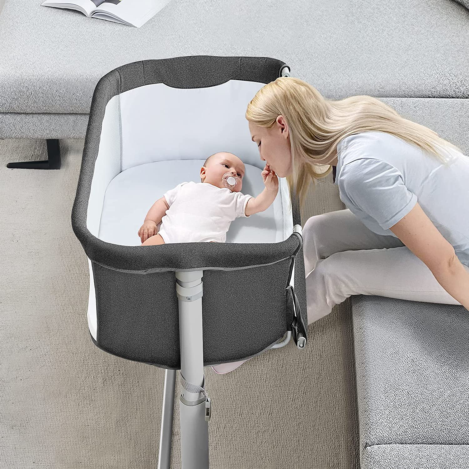 RONBEI Baby Bassinet Bedside Sleeper.Easy to Assemble Bassinets for Baby/Infants