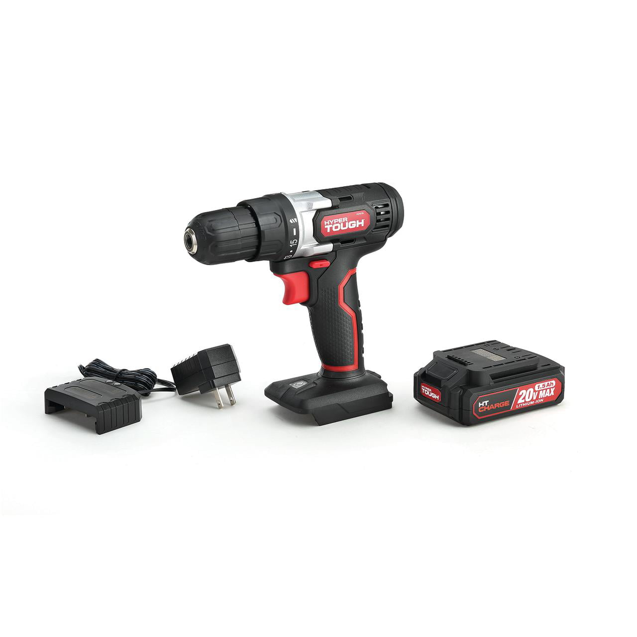 Hyper Tough 20V Max Lithium-Ion Cordless Drill. Variable Speed with 1.5Ah Lithium-ion Battery and Charger