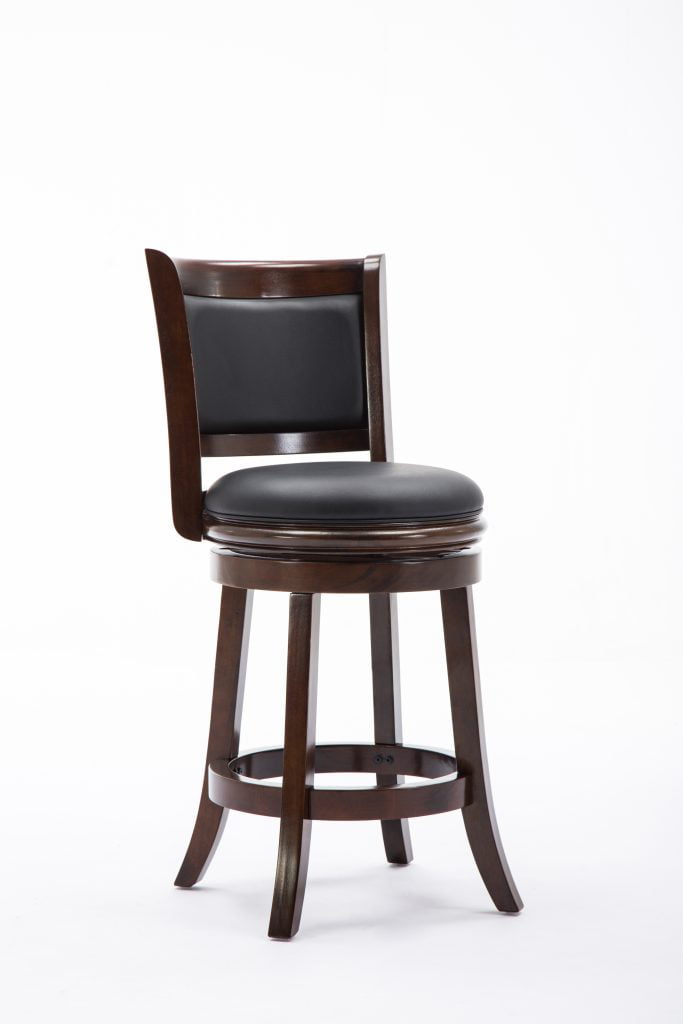 Boraam Augusta 24in. Swivel Wood Counter Stool. Cappuccino Finish