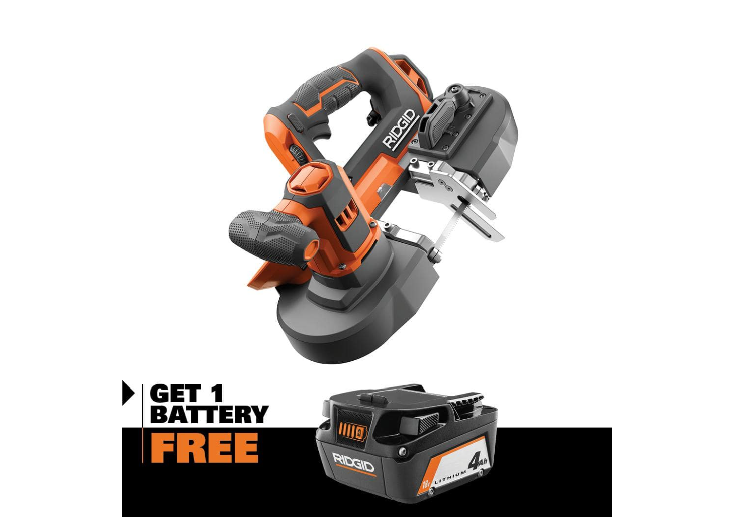 RIDGID R8604B-AC87004 18V Compact Band Saw with 32-7/8 in. Blade and 4.0 Ah Lithium-Ion Battery
