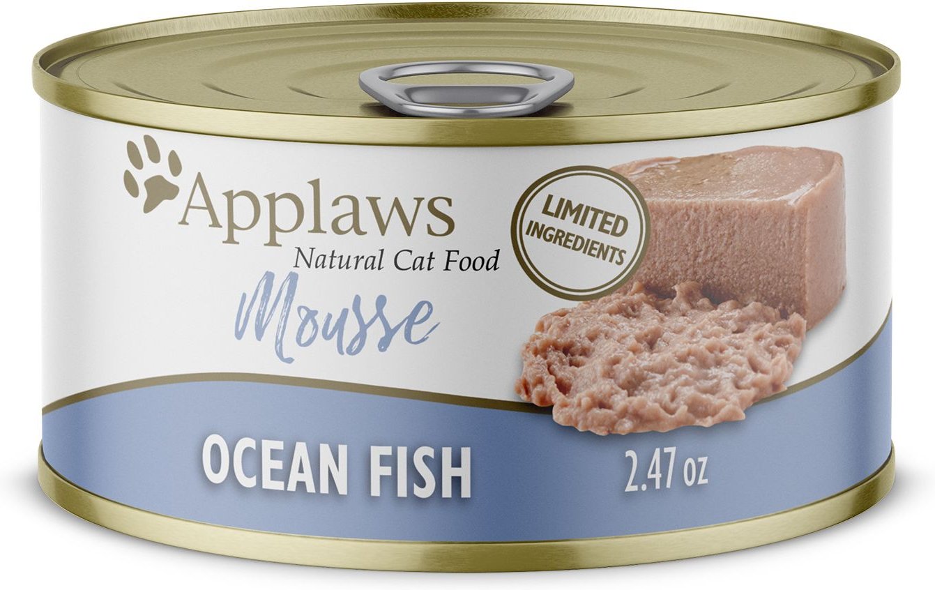 Applaws Mousse Ocean Fish Grain-Free Wet Cat Food. 2.47-oz can. case of 24